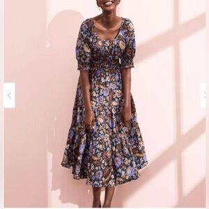 Ann Taylor Floral Maxi Dress - Blue and Tan